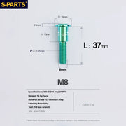 S-PARTS A3 Umbrella Head Step Series M8 Green Titanium Screws for Bike | Motorcycle / Auto - Detail 25