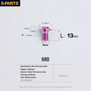 S-PARTS A3 Umbrella Head Step Series M8 Purple Titanium Screws for Bike | Motorcycle / Auto - Detail 6