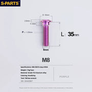 S-PARTS A3 Umbrella Head Step Series M8 Purple Titanium Screws for Bike | Motorcycle / Auto - Detail 24