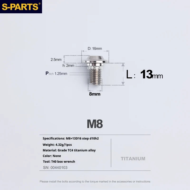 S-PARTS A3 Umbrella Head Step Series M8 Titanium Color Titanium Screws for Bike | Motorcycle / Auto - Detail 6