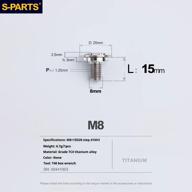 S-PARTS A3 Umbrella Head Step Series M8 Titanium Color Titanium Screws for Bike | Motorcycle / Auto - Detail 7