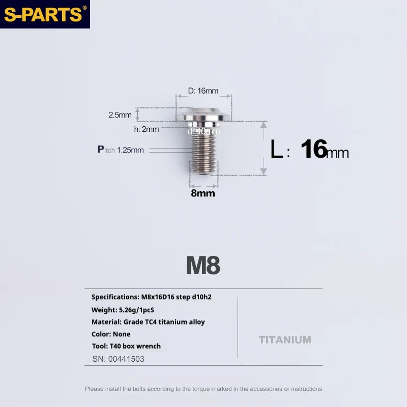 S-PARTS A3 Umbrella Head Step Series M8 Titanium Color Titanium Screws for Bike | Motorcycle / Auto - Detail 8