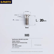 S-PARTS A3 Umbrella Head Step Series M8 Titanium Color Titanium Screws for Bike | Motorcycle / Auto - Detail 9