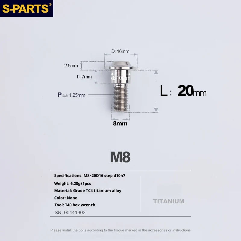 S-PARTS A3 Umbrella Head Step Series M8 Titanium Color Titanium Screws for Bike | Motorcycle / Auto - Detail 11