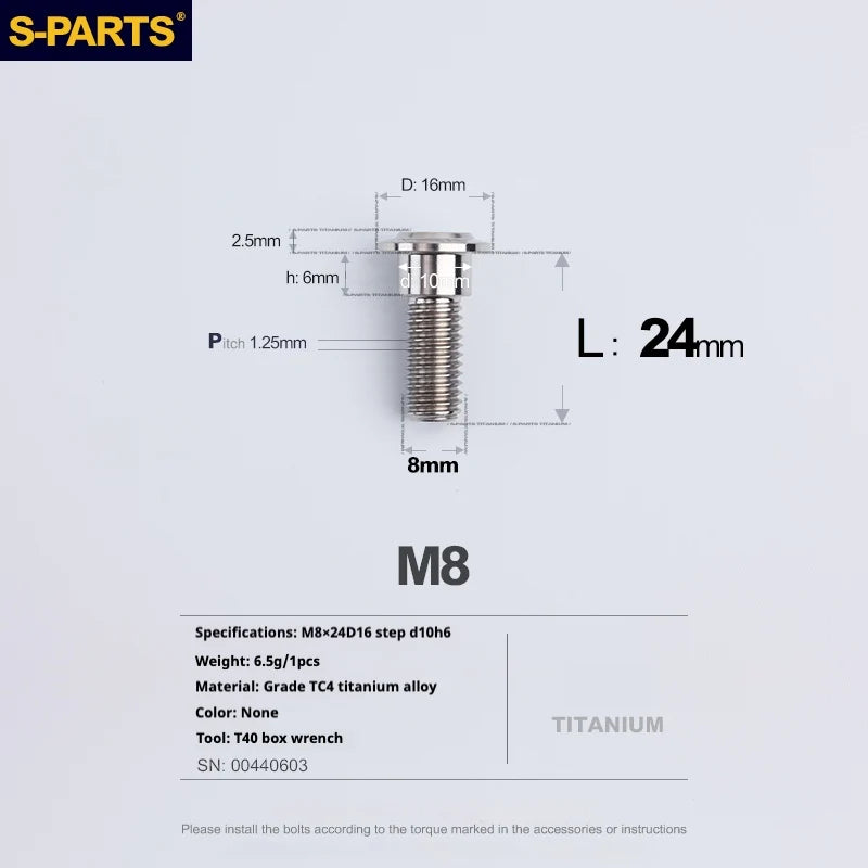S-PARTS A3 Umbrella Head Step Series M8 Titanium Color Titanium Screws for Bike | Motorcycle / Auto - Detail 14