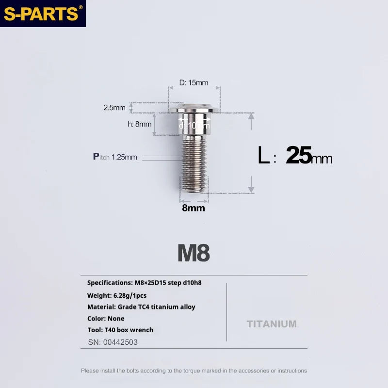 S-PARTS A3 Umbrella Head Step Series M8 Titanium Color Titanium Screws for Bike | Motorcycle / Auto - Detail 17