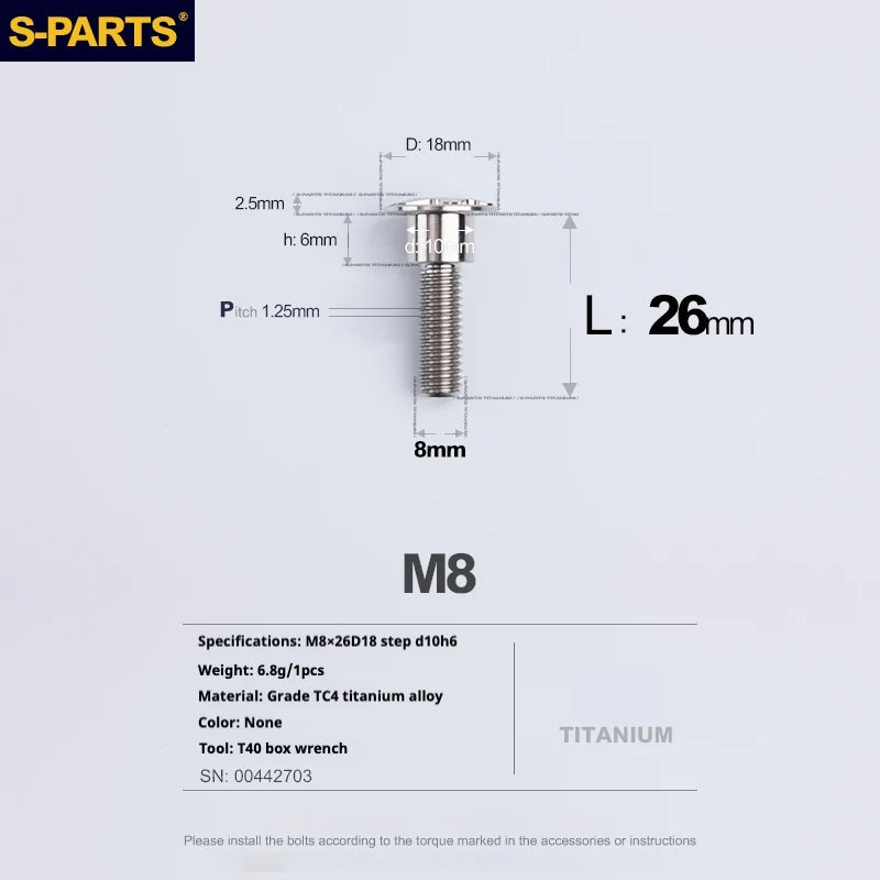 S-PARTS A3 Umbrella Head Step Series M8 Titanium Color Titanium Screws for Bike | Motorcycle / Auto - Detail 19