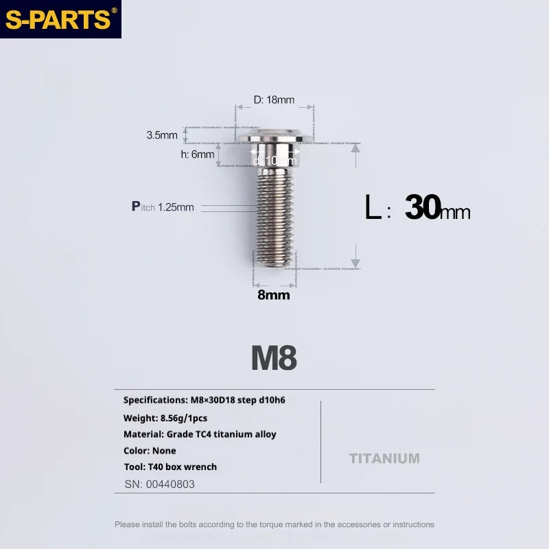 S-PARTS A3 Umbrella Head Step Series M8 Titanium Color Titanium Screws for Bike | Motorcycle / Auto - Detail 22
