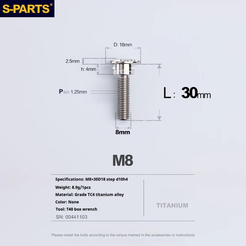 S-PARTS A3 Umbrella Head Step Series M8 Titanium Color Titanium Screws for Bike | Motorcycle / Auto - Detail 23