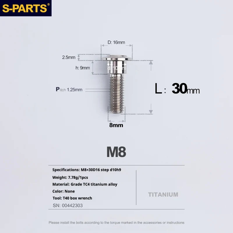S-PARTS A3 Umbrella Head Step Series M8 Titanium Color Titanium Screws for Bike | Motorcycle / Auto - Detail 24