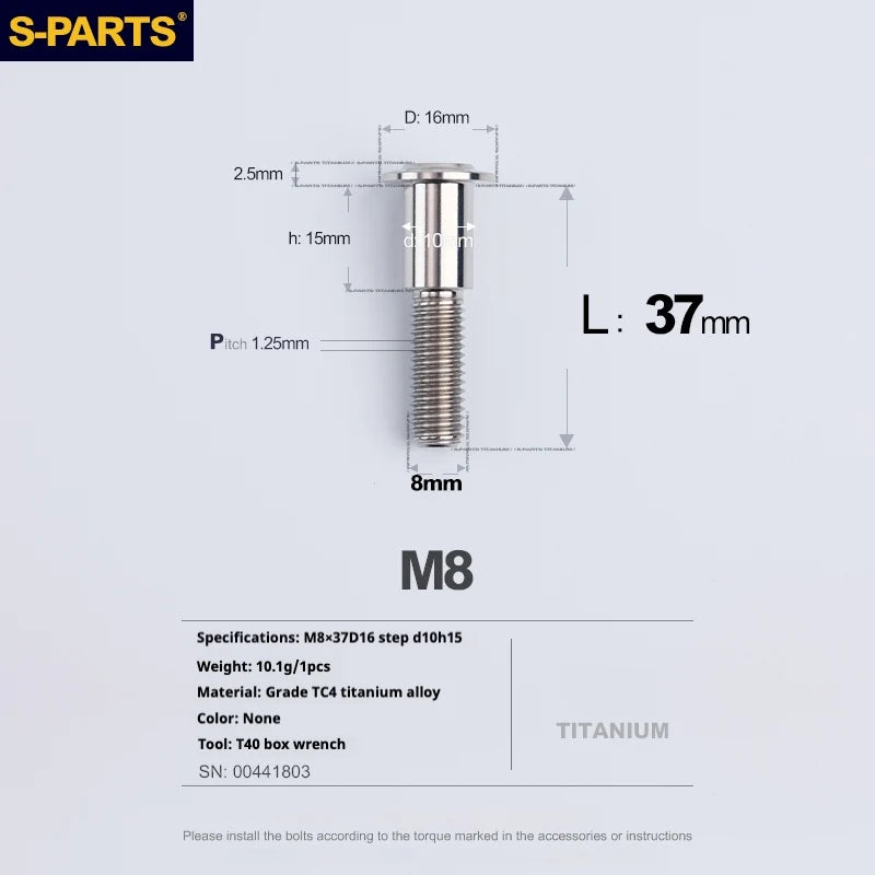 S-PARTS A3 Umbrella Head Step Series M8 Titanium Color Titanium Screws for Bike | Motorcycle / Auto - Detail 27