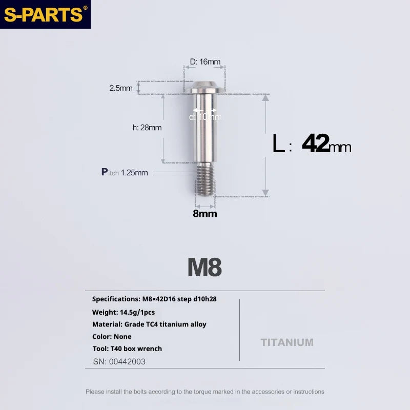 S-PARTS A3 Umbrella Head Step Series M8 Titanium Color Titanium Screws for Bike | Motorcycle / Auto - Detail 29