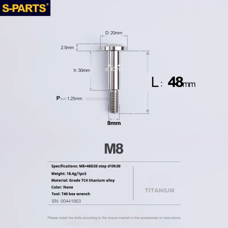 S-PARTS A3 Umbrella Head Step Series M8 Titanium Color Titanium Screws for Bike | Motorcycle / Auto - Detail 30