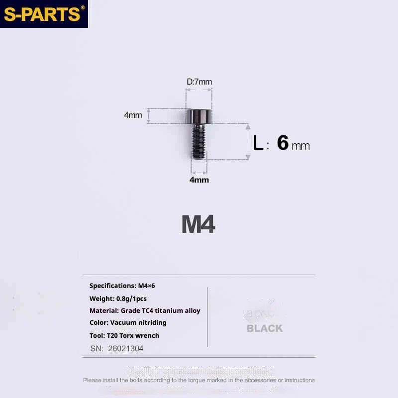 S-PARTS Column Head M4 Titanium Screws | L06-50mm | Lightweight TC4 Bolts for Bike Motorcycle Equipment - Detail 11