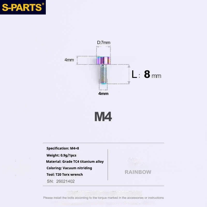 S-PARTS Column Head M4 Titanium Screws | L06-50mm | Lightweight TC4 Bolts for Bike Motorcycle Equipment - Detail 17