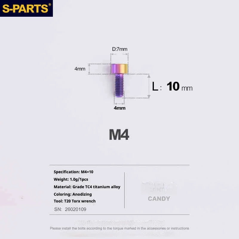S-PARTS Column Head M4 Titanium Screws | L06-50mm | Lightweight TC4 Bolts for Bike Motorcycle Equipment - Detail 27