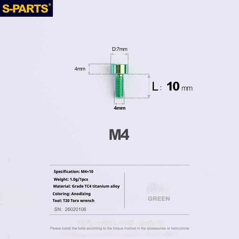 S-PARTS Column Head M4 Titanium Screws | L06-50mm | Lightweight TC4 Bolts for Bike Motorcycle Equipment - Detail 29