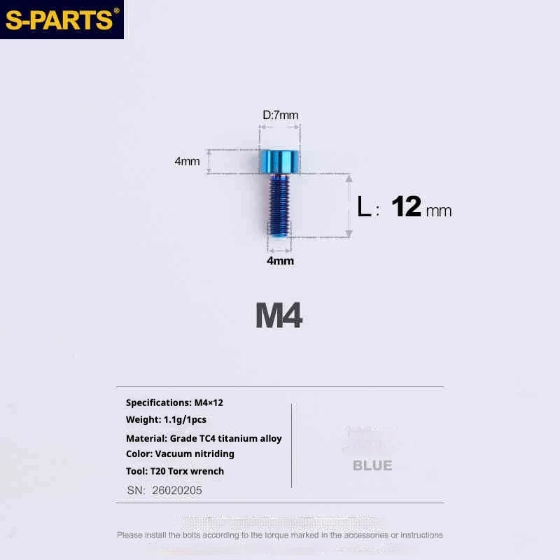 S-PARTS Column Head M4 Titanium Screws | L06-50mm | Lightweight TC4 Bolts for Bike Motorcycle Equipment - Detail 32