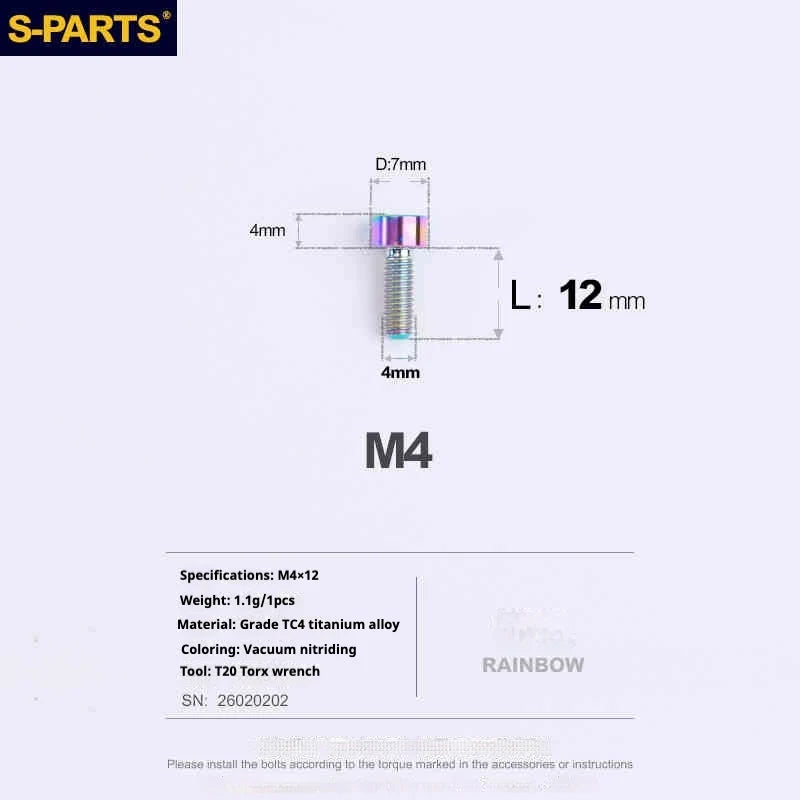 S-PARTS Column Head M4 Titanium Screws | L06-50mm | Lightweight TC4 Bolts for Bike Motorcycle Equipment - Detail 35
