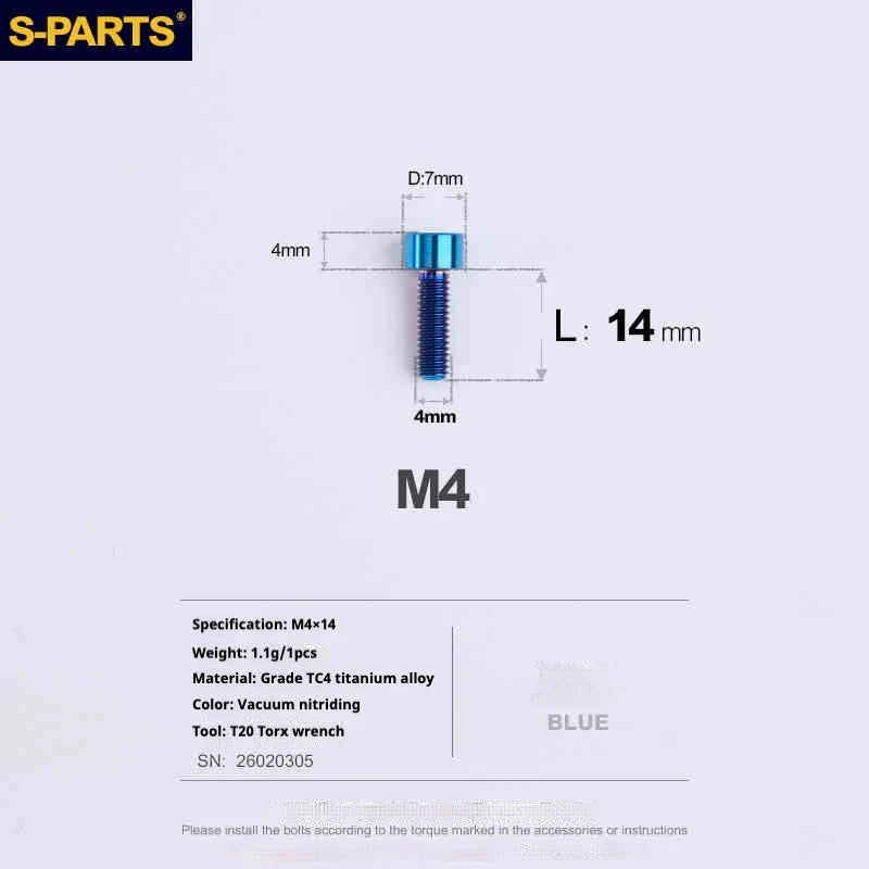 S-PARTS Column Head M4 Titanium Screws | L06-50mm | Lightweight TC4 Bolts for Bike Motorcycle Equipment - Detail 42