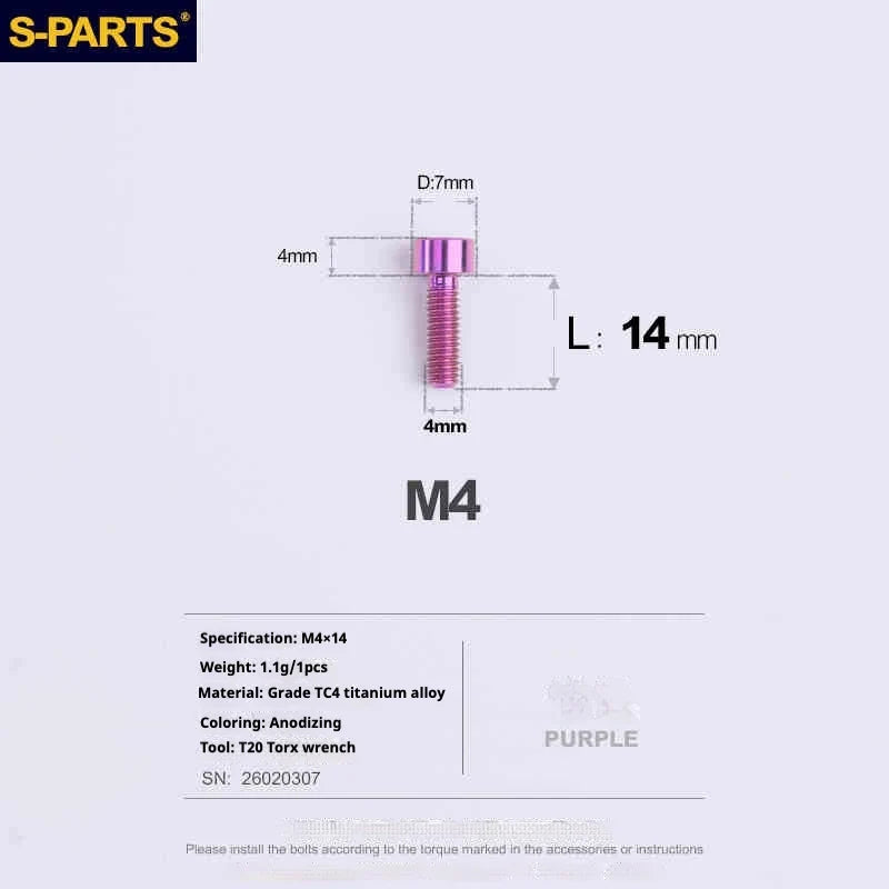 S-PARTS Column Head M4 Titanium Screws | L06-50mm | Lightweight TC4 Bolts for Bike Motorcycle Equipment - Detail 43