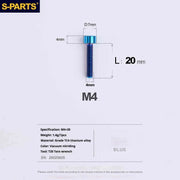 S-PARTS Column Head M4 Titanium Screws | L06-50mm | Lightweight TC4 Bolts for Bike Motorcycle Equipment - Detail 62