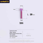 S-PARTS Column Head M4 Titanium Screws | L06-50mm | Lightweight TC4 Bolts for Bike Motorcycle Equipment - Detail 67