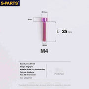S-PARTS Column Head M4 Titanium Screws | L06-50mm | Lightweight TC4 Bolts for Bike Motorcycle Equipment - Detail 77