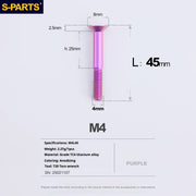 S-PARTS Countersunk Head M4 Titanium Screws | L08-45mm | TC4 Lightweight Bolts for Bike Motorcycle Car - Detail 100