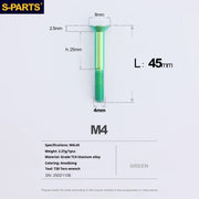 S-PARTS Countersunk Head M4 Titanium Screws | L08-45mm | TC4 Lightweight Bolts for Bike Motorcycle Car - Detail 101