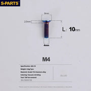 S-PARTS Countersunk Head M4 Titanium Screws | L08-45mm | TC4 Lightweight Bolts for Bike Motorcycle Car - Detail 14
