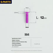 S-PARTS Countersunk Head M4 Titanium Screws | L08-45mm | TC4 Lightweight Bolts for Bike Motorcycle Car - Detail 26