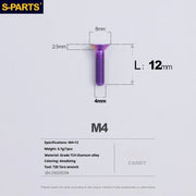 S-PARTS Countersunk Head M4 Titanium Screws | L08-45mm | TC4 Lightweight Bolts for Bike Motorcycle Car - Detail 28