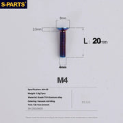 S-PARTS Countersunk Head M4 Titanium Screws | L08-45mm | TC4 Lightweight Bolts for Bike Motorcycle Car - Detail 54
