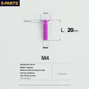 S-PARTS Countersunk Head M4 Titanium Screws | L08-45mm | TC4 Lightweight Bolts for Bike Motorcycle Car - Detail 58