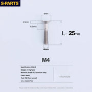S-PARTS Countersunk Head M4 Titanium Screws | L08-45mm | TC4 Lightweight Bolts for Bike Motorcycle Car - Detail 67