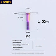S-PARTS Countersunk Head M4 Titanium Screws | L08-45mm | TC4 Lightweight Bolts for Bike Motorcycle Car - Detail 79