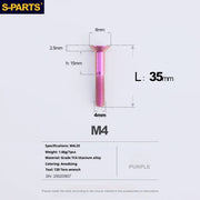S-PARTS Countersunk Head M4 Titanium Screws | L08-45mm | TC4 Lightweight Bolts for Bike Motorcycle Car - Detail 81
