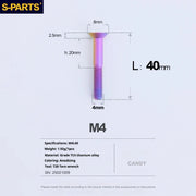 S-PARTS Countersunk Head M4 Titanium Screws | L08-45mm | TC4 Lightweight Bolts for Bike Motorcycle Car - Detail 87