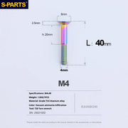 S-PARTS Countersunk Head M4 Titanium Screws | L08-45mm | TC4 Lightweight Bolts for Bike Motorcycle Car - Detail 89
