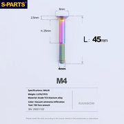 S-PARTS Countersunk Head M4 Titanium Screws | L08-45mm | TC4 Lightweight Bolts for Bike Motorcycle Car - Detail 94