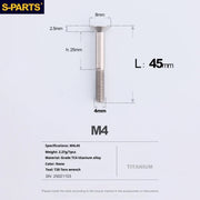 S-PARTS Countersunk Head M4 Titanium Screws | L08-45mm | TC4 Lightweight Bolts for Bike Motorcycle Car - Detail 98