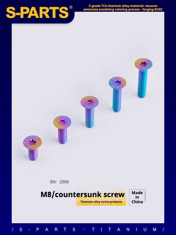 S-PARTS Countersunk Head series M8 L16-50mm Titanium Screws for Bike