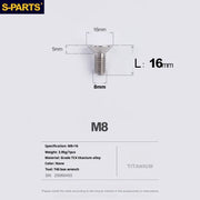 S-PARTS Countersunk Head series M8 L16-50mm Titanium Screws for Bike - Detail 5