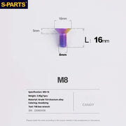 S-PARTS Countersunk Head series M8 L16-50mm Titanium Screws for Bike - Detail 11