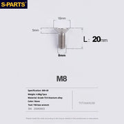S-PARTS Countersunk Head series M8 L16-50mm Titanium Screws for Bike - Detail 15