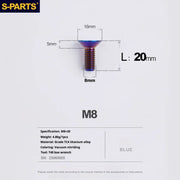 S-PARTS Countersunk Head series M8 L16-50mm Titanium Screws for Bike - Detail 16