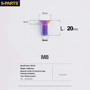 S-PARTS Countersunk Head series M8 L16-50mm Titanium Screws for Bike - Detail 18