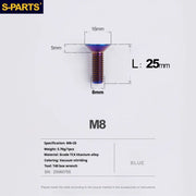 S-PARTS Countersunk Head series M8 L16-50mm Titanium Screws for Bike - Detail 21