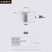 S-PARTS Countersunk Head series M8 L16-50mm Titanium Screws for Bike - Detail 25
